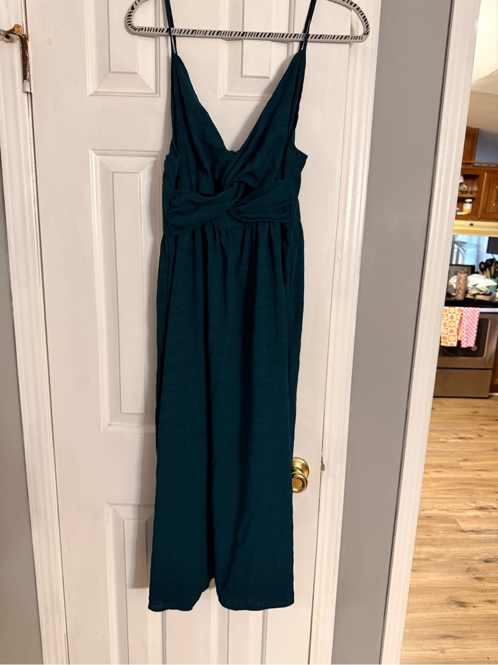 Deep Teal Maxi Dress with Twisted Bodice